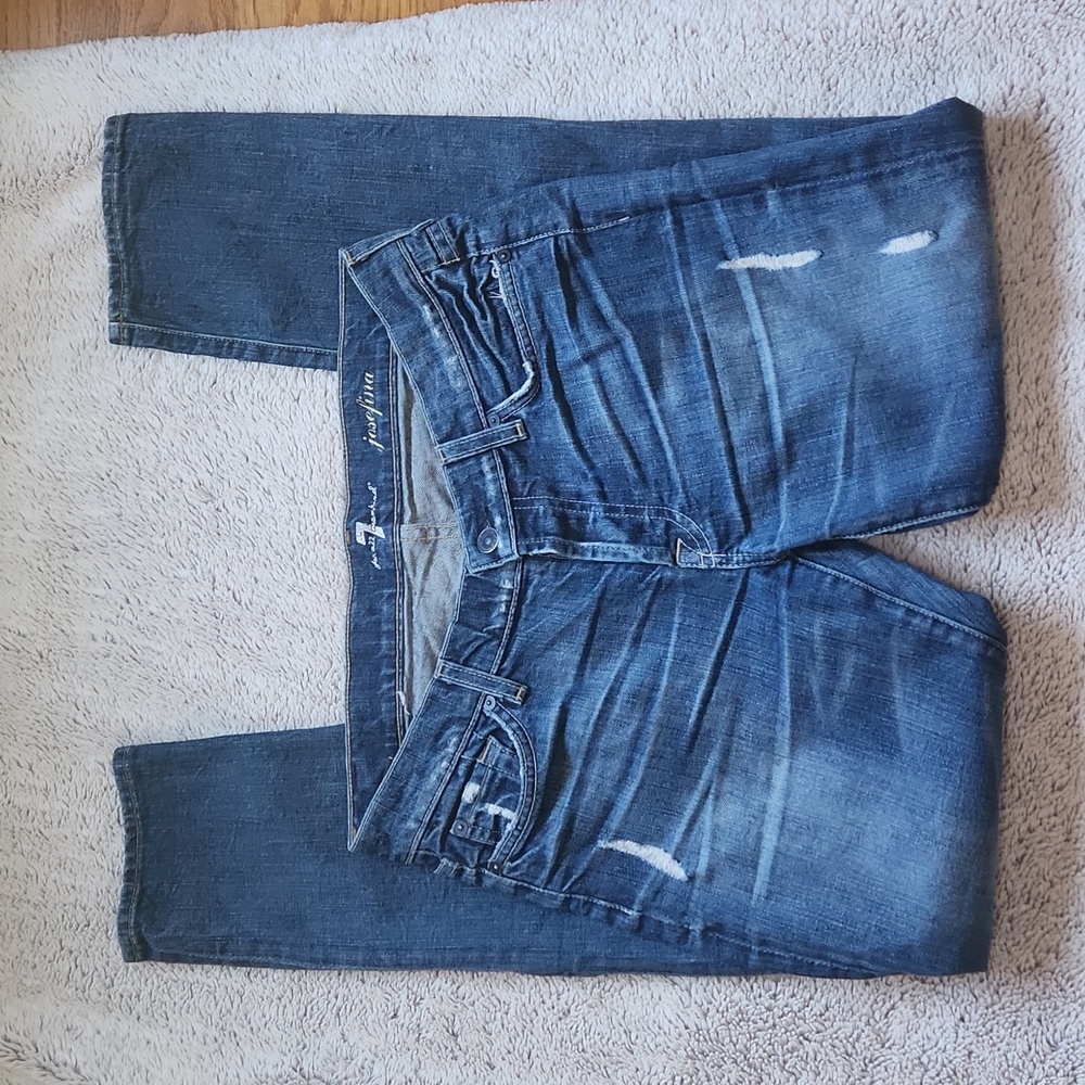 7 For All Mankind Josefina boyfriend jeans size 28 distressed button fly